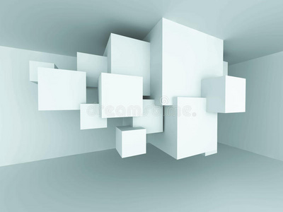 抽象建筑立方体块设计室内部背景