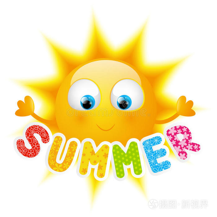 卡通太阳和夏天的话