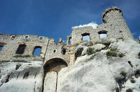 毁了 朱拉 旗帜 岩石 天空 西里西亚 废墟 年龄 城堡