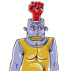 咄咄逼人咄咄逼人的概念,一个古怪的人机智的手绘插图照片