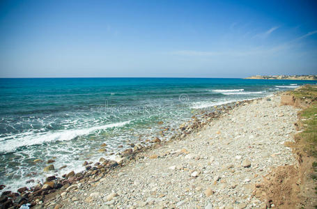 海岸线 海滩 夏天 岩石 目的地 石头 地平线 风景 帕福斯