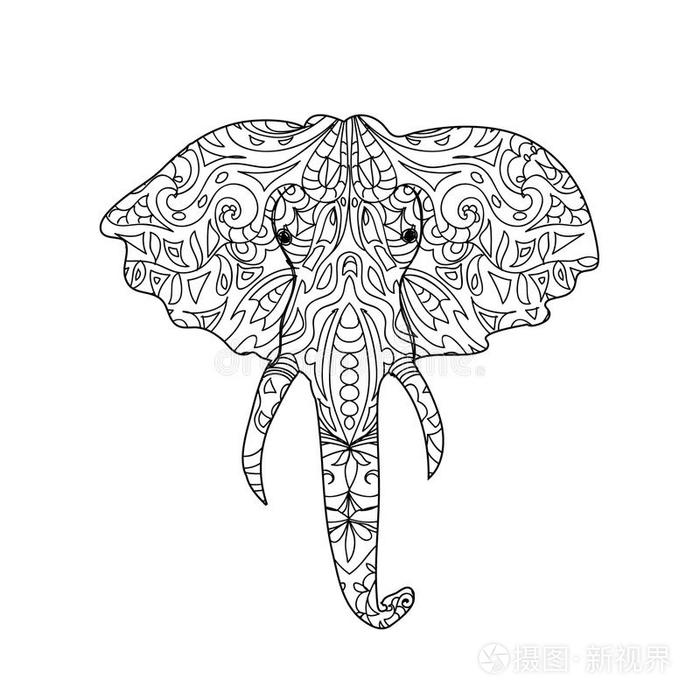 大象的头Zentangle