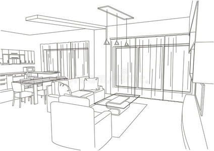 蓝图 绘画 公寓 素描 房子 插图 家具 建筑学 房间 活的