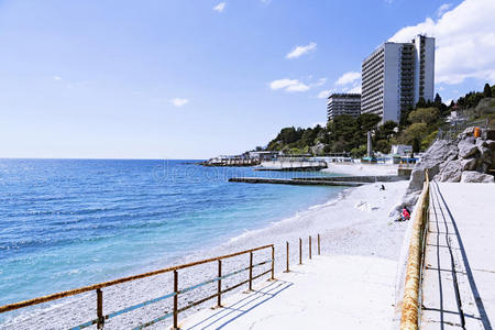 酒店 假期 海景 海滩 美丽的 海湾 天空 旅行 夏天 俄罗斯