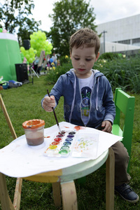 小孩 爱好 油漆 帆布 乐趣 教育 活动 可爱的 童年 只有