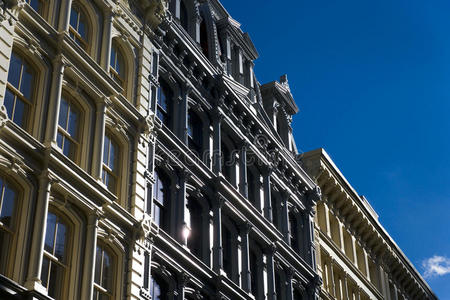 铁纽约市纽约市的铸铁建筑照片