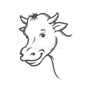 牲畜 轮廓 有趣的 素描 可爱的 签名 性格 自然 小牛