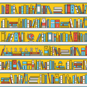 书店 信息 图书馆 书架 知识 插图 内衬 复古的 概述