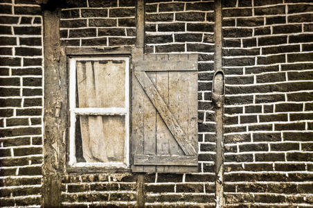 窗口 建筑学 窗帘 乡村 小屋 传统 木材 国家 乌贼 古董