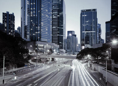 香港街景建筑的路灯小径