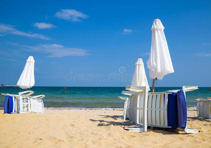 休息 保加利亚 海滨 海岸 雨伞 旅游业 梦想 海洋 日光