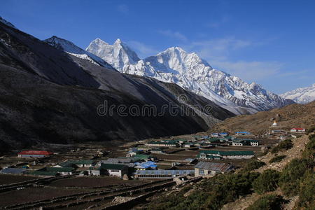 房屋 早晨 全景 领域 自然 珠穆朗玛峰 攀登 昆布 国家的