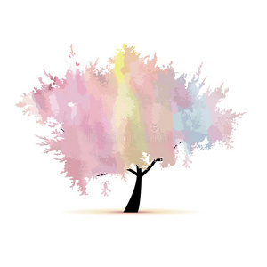 抽象水彩树为您的设计