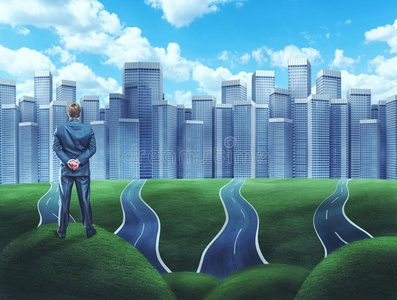 在岔路口的商人照片