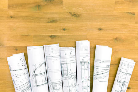 建筑师 办公室 行业 新的 测量 蓝图 草案 纸张 特写镜头
