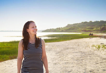 乐趣 海洋 海滩 天空 福利 美女 夏天 日落 假期 惠特