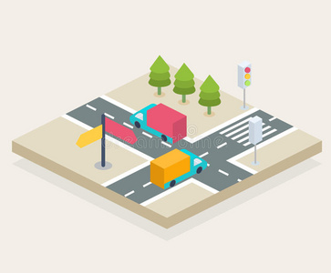 十字路口卡通图片-十字路口卡通素材-十字路口卡通插画-摄图新视界