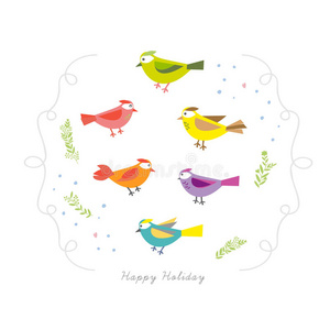 鸟类和花卉元素卡装饰背景