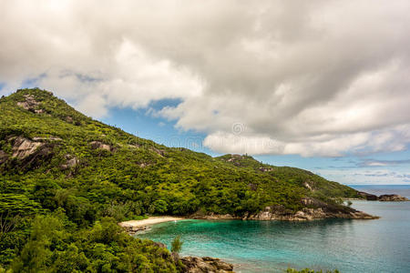 夏天 海景 自然 天空 旅游业 塞舌尔 岩石 假日 海洋