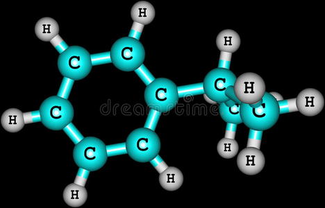 在黑色上分离的异丙烯分子