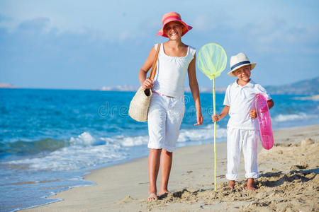 童年 兄弟 粉红色 快乐 海岸线 海洋 海滩 夏天 加勒比