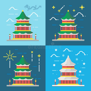 平面设计4种风格的颐和园北京中国
