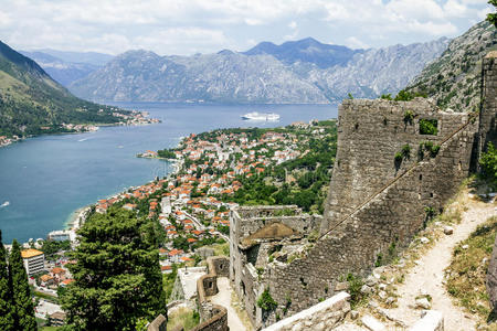 科托 美丽的 公司 巡航 黑山 海岸 风景 欧洲 要塞 自然