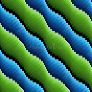 抽象无缝波浪蓝色和绿色条纹