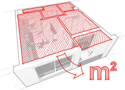 公寓图与手绘地板面积图