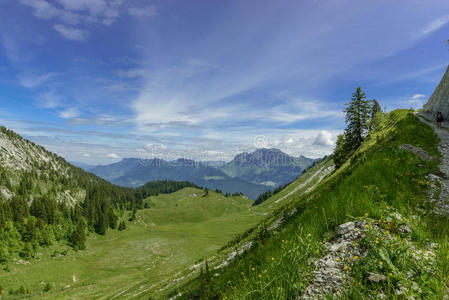 欧洲 美女 天空 小山 草地 自然 颜色 夏天 场景 美丽的