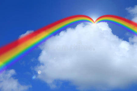云蓝天背景多云纹理彩虹。