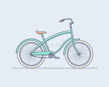 可爱的蓝色自行车带轮子，踏板