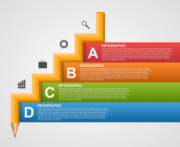 教育信息图形形式的铅笔楼梯设计概念。