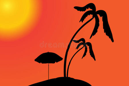 沙漠 放松 轮廓 太阳 日落 天空 自然 海滩 夏天 阳伞