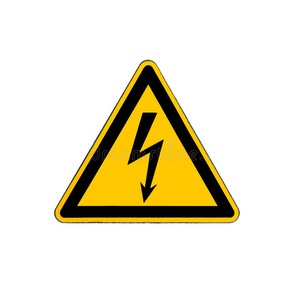 电气危险高压标志隔离在白色上照片