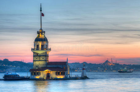 城市景观 城市 旗帜 少女 欧洲 基兹 天空 伊斯坦布尔