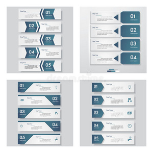 收集4个蓝色设计模板图形布局。 矢量。