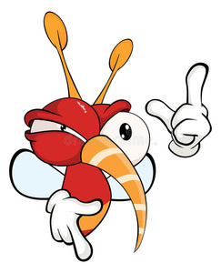 红色苍蝇昆虫的卡通插图苍蝇彩色苍蝇苍蝇的宏给爱的翅膀一只苍蝇在飞