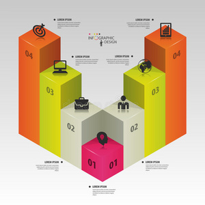 横幅 信息图形 代表 偶像 立方体 图表 小册子 演示 要素