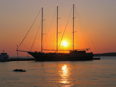 风景 浪漫的 夏天 和平 天空 地中海 轮廓 假期 太阳