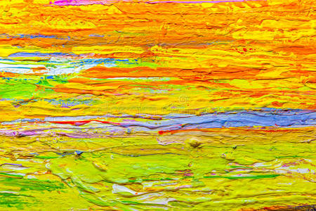 关闭彩色丙烯酸颜色画在画布上照片