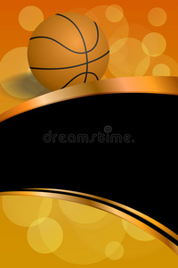 背景抽象橙黑色运动篮球框架垂直金色丝带插图