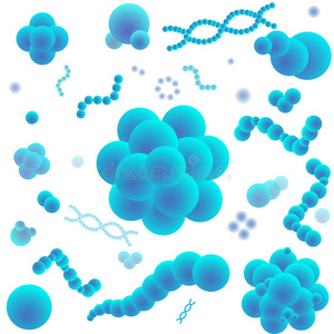 蓝色病毒细胞，细菌，分子和DNA