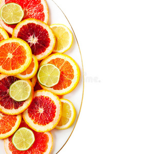 柚子橙子酸橙和柠檬片