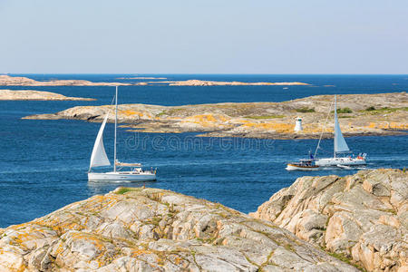 自然 海滨 地平线 岩石 斯堪的纳维亚 沿海 群岛 灯塔