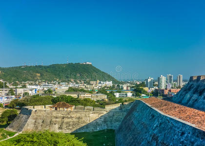 卡塔赫纳风景从圣菲利佩德巴拉哈斯要塞