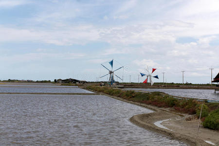 农场 风景 能量 风车 复古的 泰国 权力 领域 环境 发电机