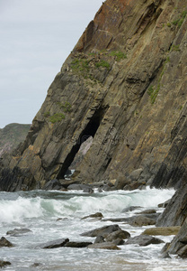 沿海 彭布鲁克郡 海滩 地层 海岸 岬角 拱门 巨石 高的