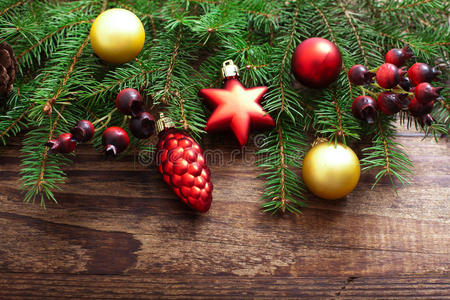 木质背景圣诞装饰