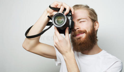 白种人 演播室 拍摄 胡须 时尚 透镜 射击 记者 照片